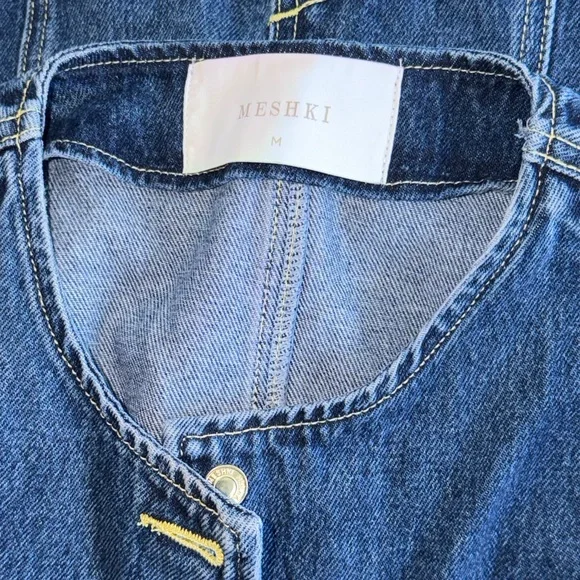 Meshki Abel Denim Dark Blue Button Up Sleeveless Top Sz. M - Picture 5 of 8